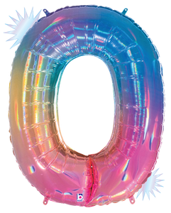 15840RWP Megaloons® Number "0" Opal Rainbow