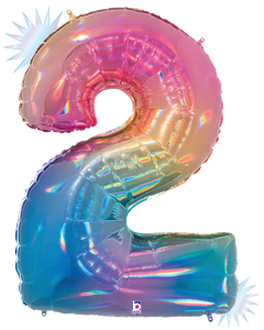 15842RWP Megaloons® Number "2" Opal Rainbow