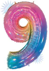 15849RWP Megaloons® Number "9" Opal Rainbow