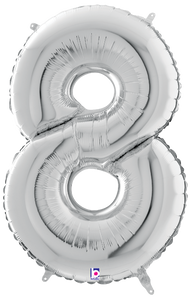 18848SP Number 8 Silver 28" Megaloon