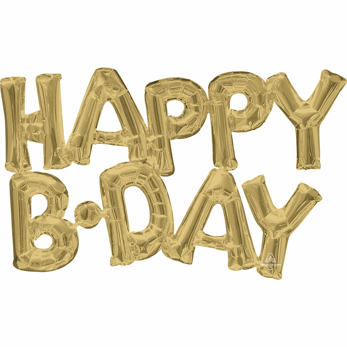 44675 Block Phrase HAPPY BDAY White Gold