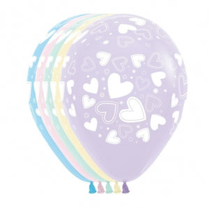 53313 Pastel Matte Assorted Hearts 11" Round