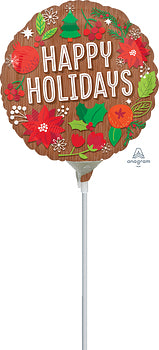 38466 Woodgrain Happy Holidays