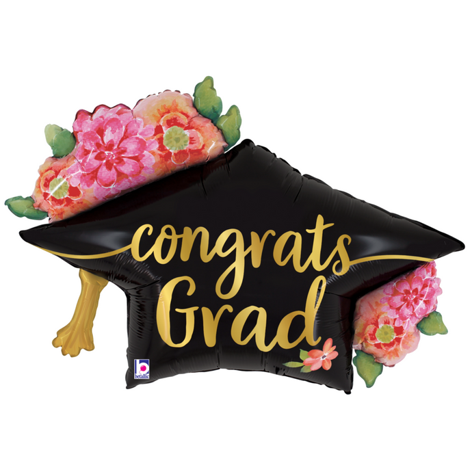 25181 Watercolor Floral Grad Hat