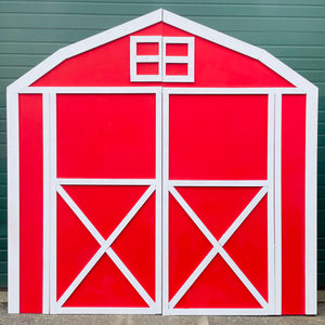 8ft Barn Backdrop Rental - Red