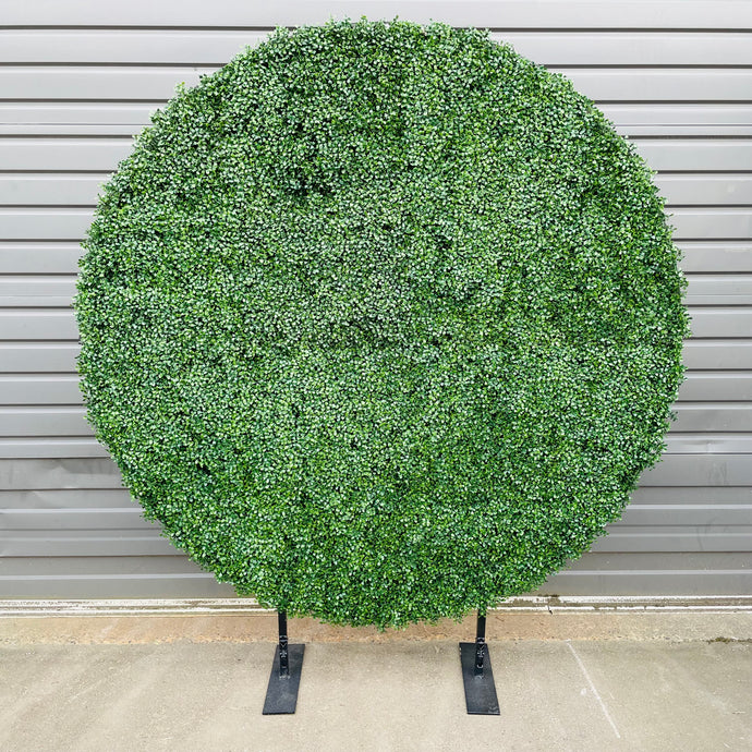 6ft Round Boxwood Backdrop Rental