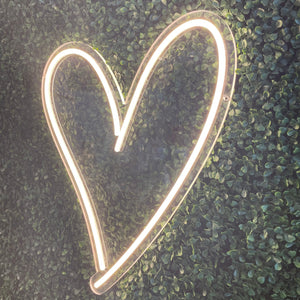 Script Heart Neon Sign Rental - White