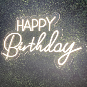 Happy Birthday Neon Sign Rental - Mixed Fonts