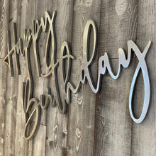 Load image into Gallery viewer, Happy Birthday Wood Sign Rental - Silver
